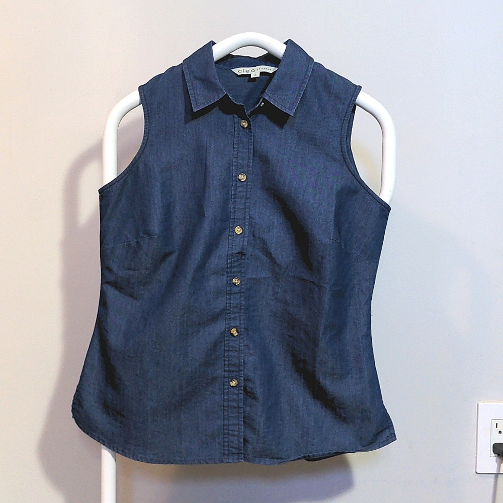 ❤️Cleo Petites Jean Sleeveless Shirt